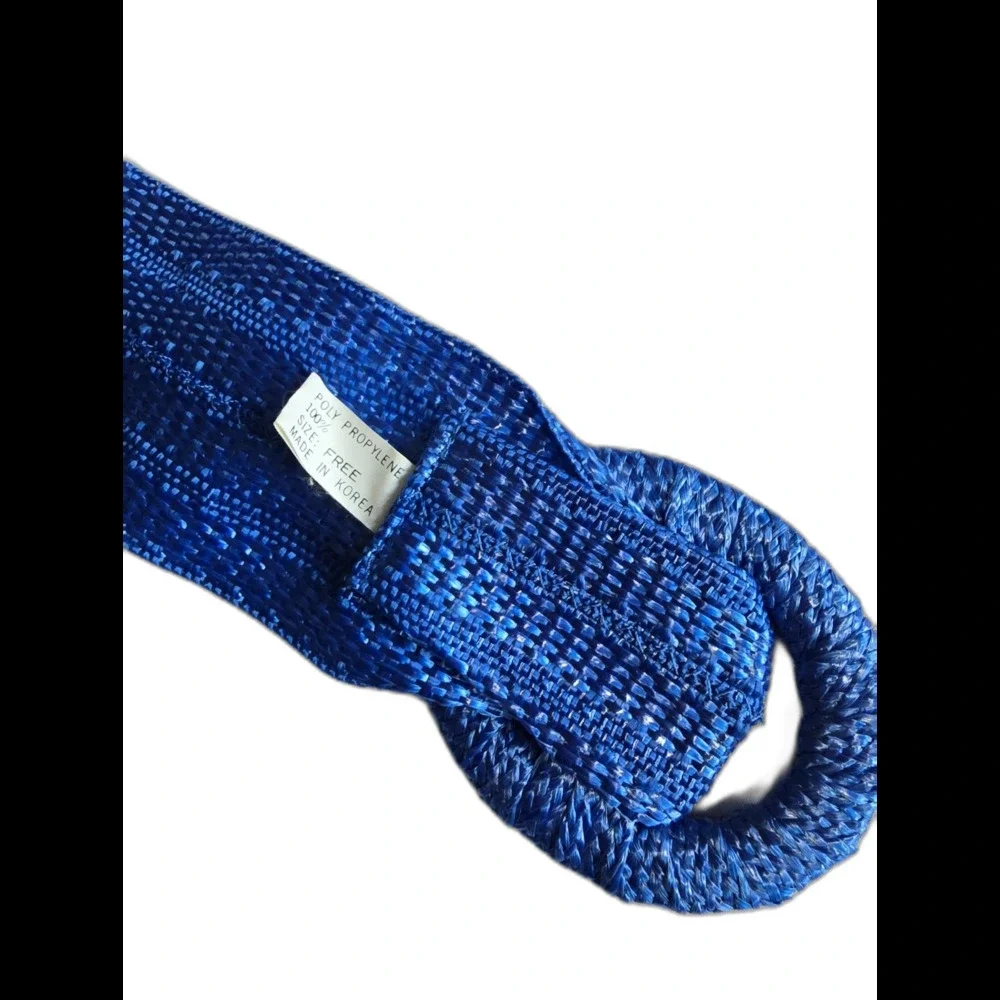 Vintage Straw Royal Blue Waist Belt